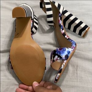 Floral and striped heel